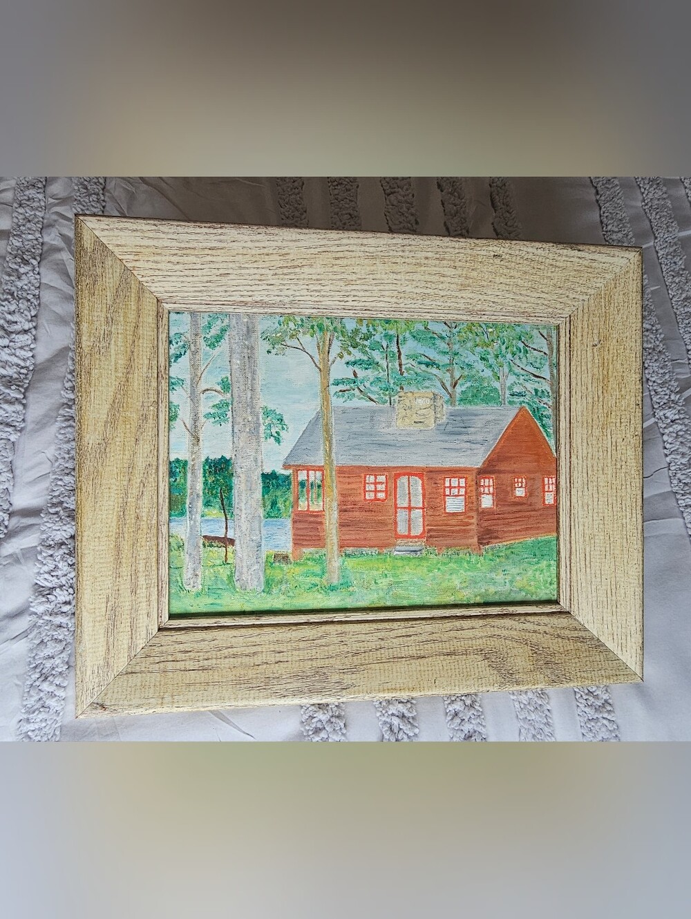 Vintage 1967 Oil Painting "Kilner's Cottage" Lovejoy Pond, Fayette, ME